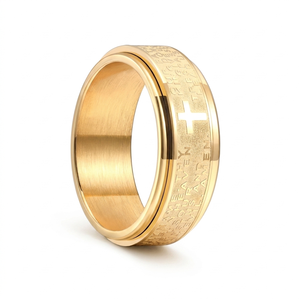 Rosary Spinner Ring — gold and silver