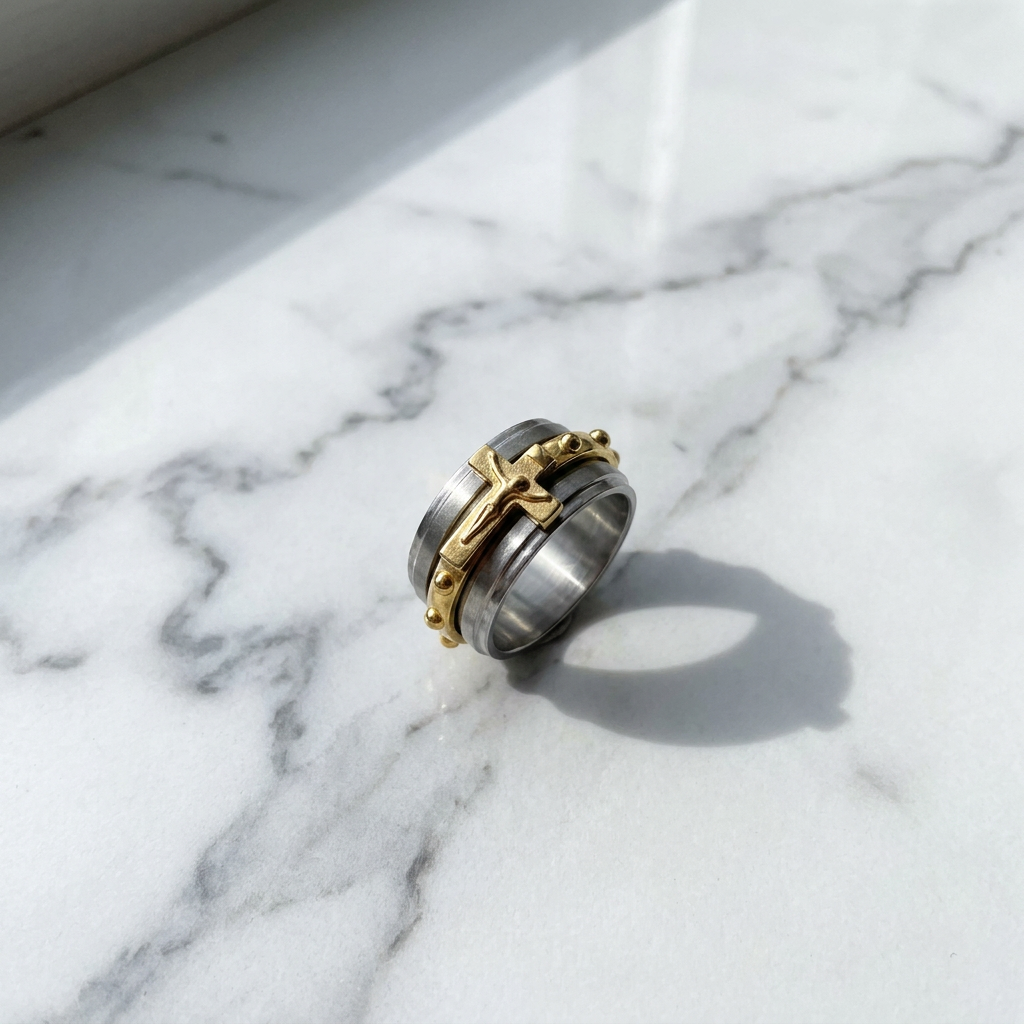Crucifix Spinner Ring