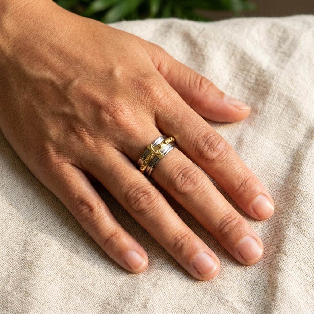 Crucifix Spinner Ring