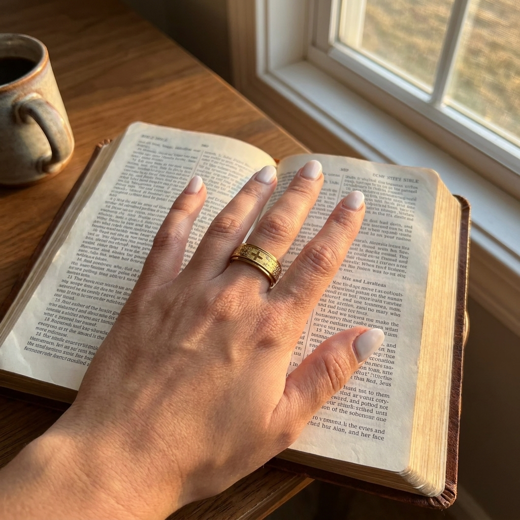 Customer holding The Prayer Ring